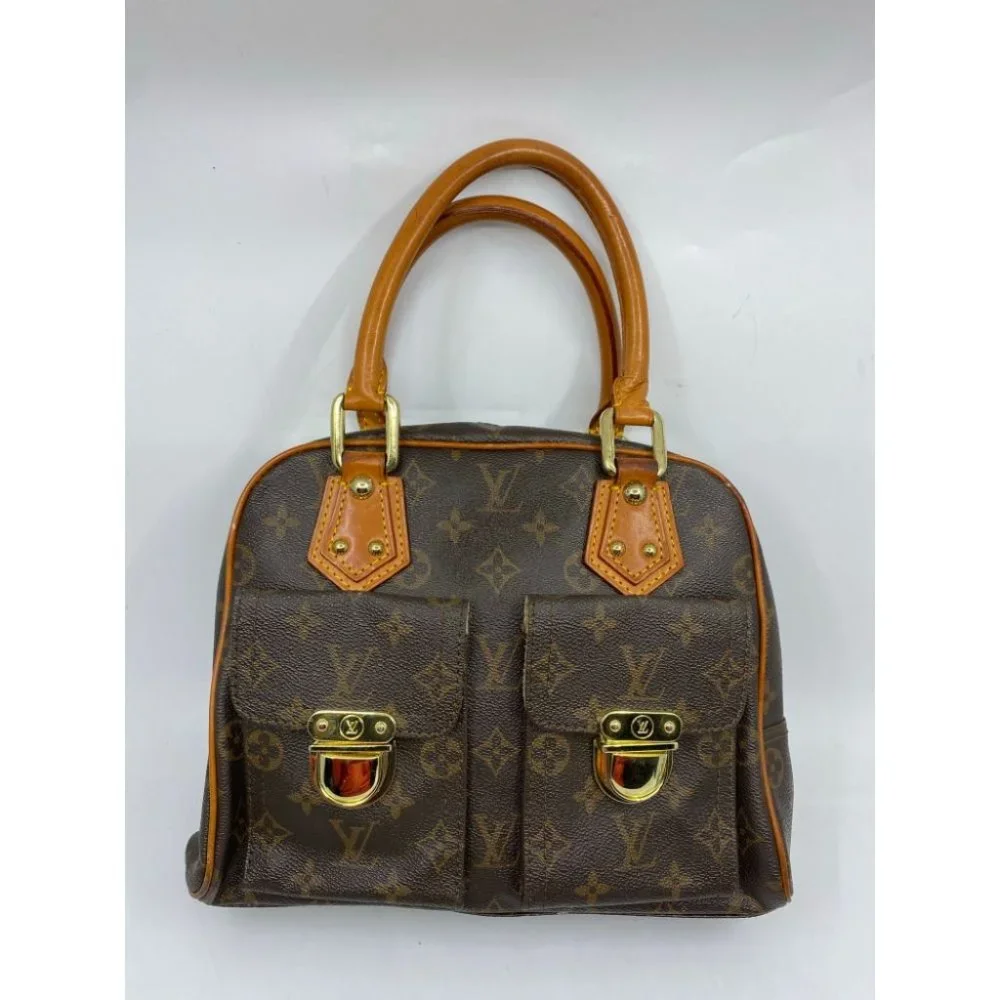 Authentic Louis Vuitton Manhattan PM Brown Tote Handbag w Cert